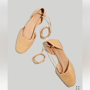 Madewell The Celina Lace-Up Flat in Woven Leather